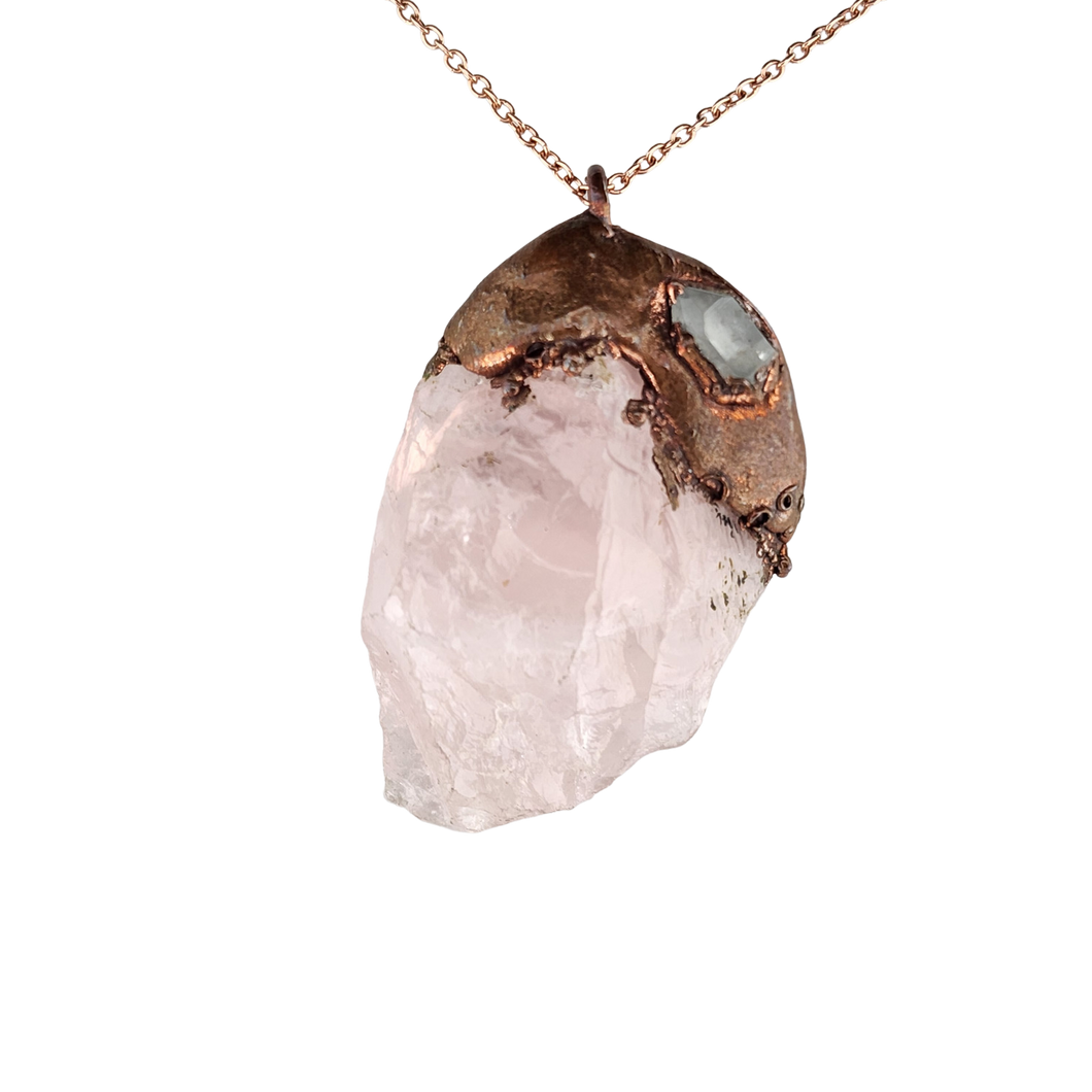 Rose Quartz & Herkimer Diamond Pendant