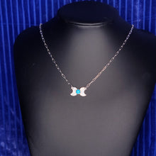 Load image into Gallery viewer, Triple Moon Turquoise Pendant with Paperclip Chain
