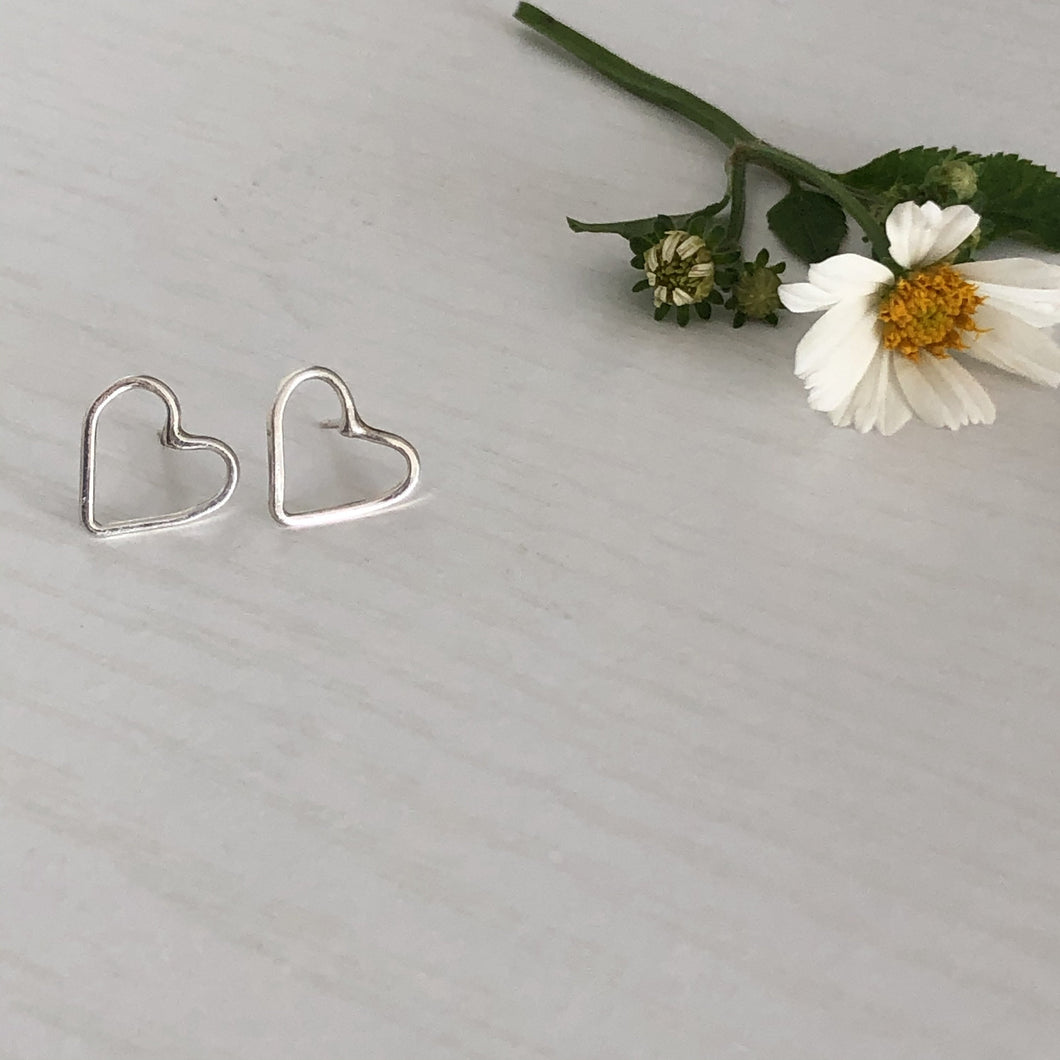 heart outline earrings sterling silver